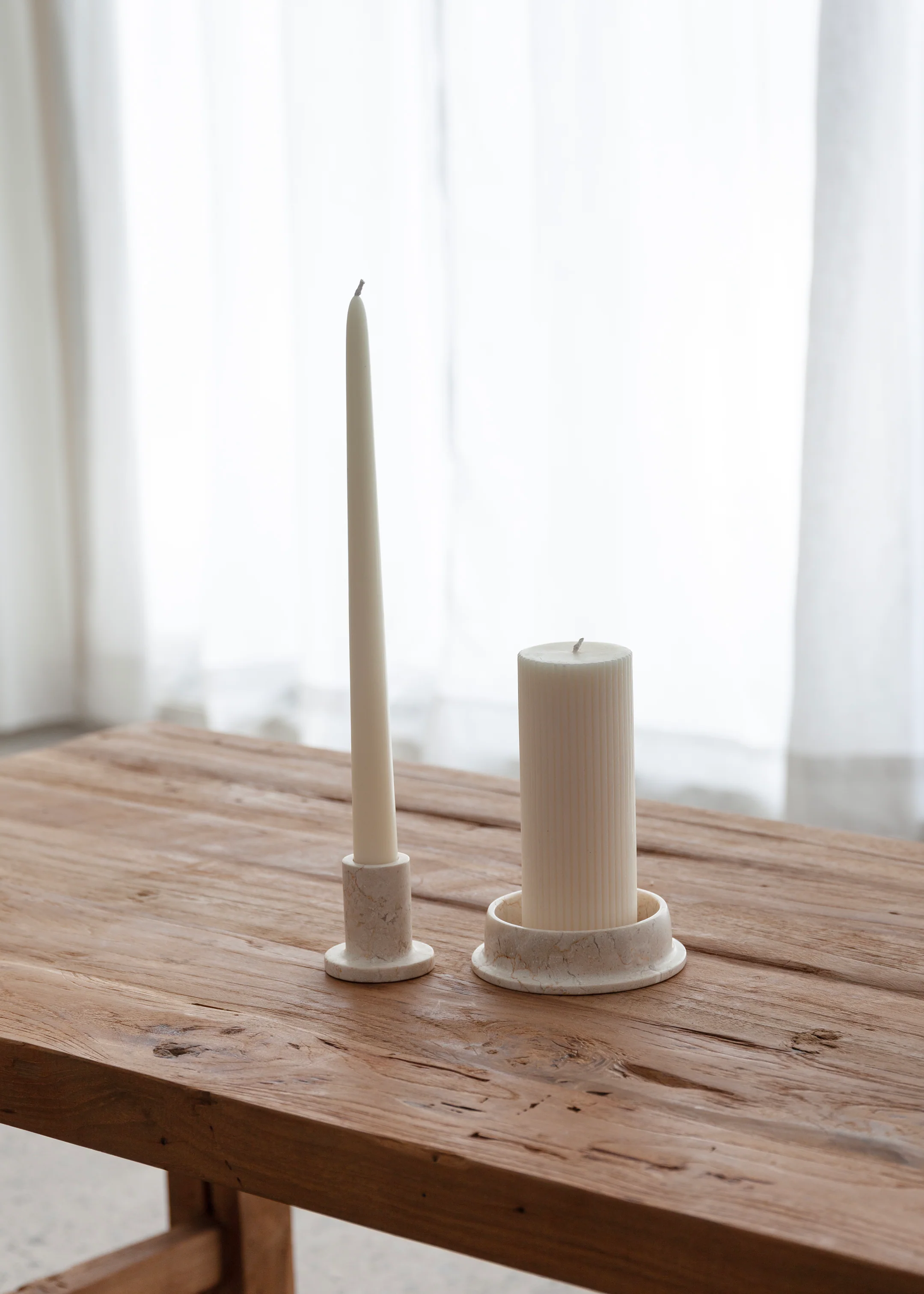 Aki Marble Candle Holder / Cream - Image 3