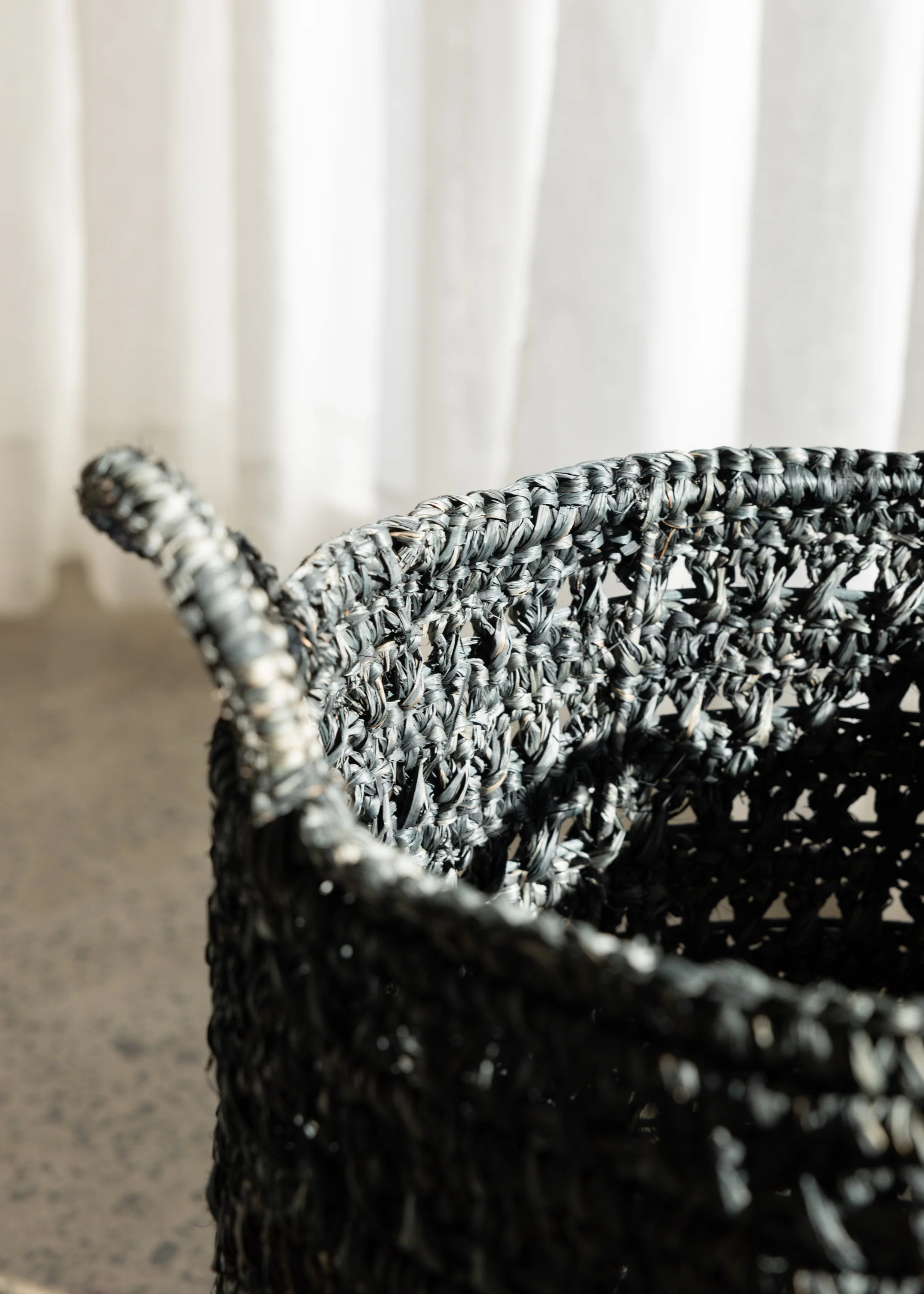Ingrid Raffia Basket Set Of 2 / Charcoal - Image 6