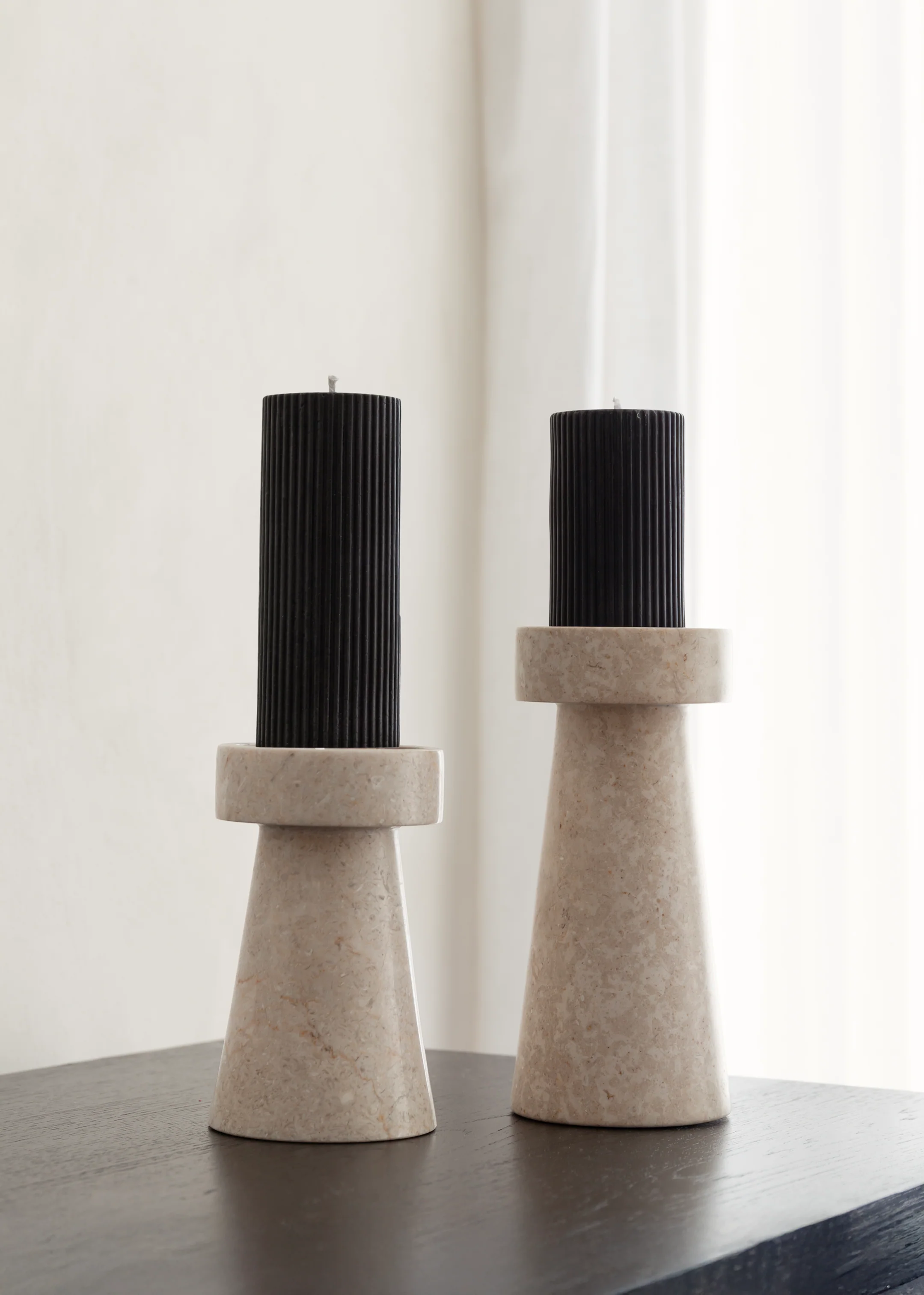 Kiku Marble Candle Holder / Cream