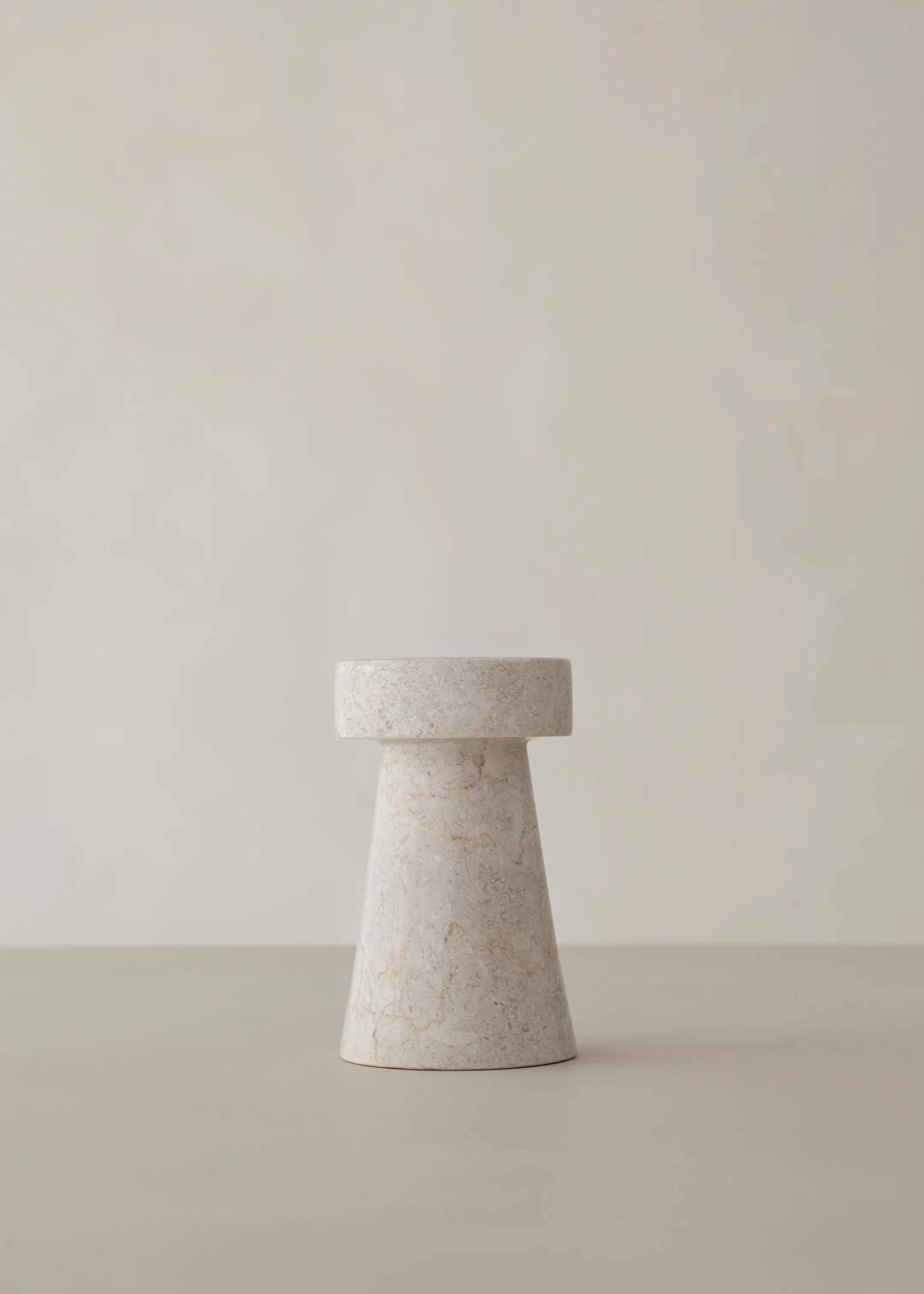 Kiku Marble Candle Holder / Cream - Image 2