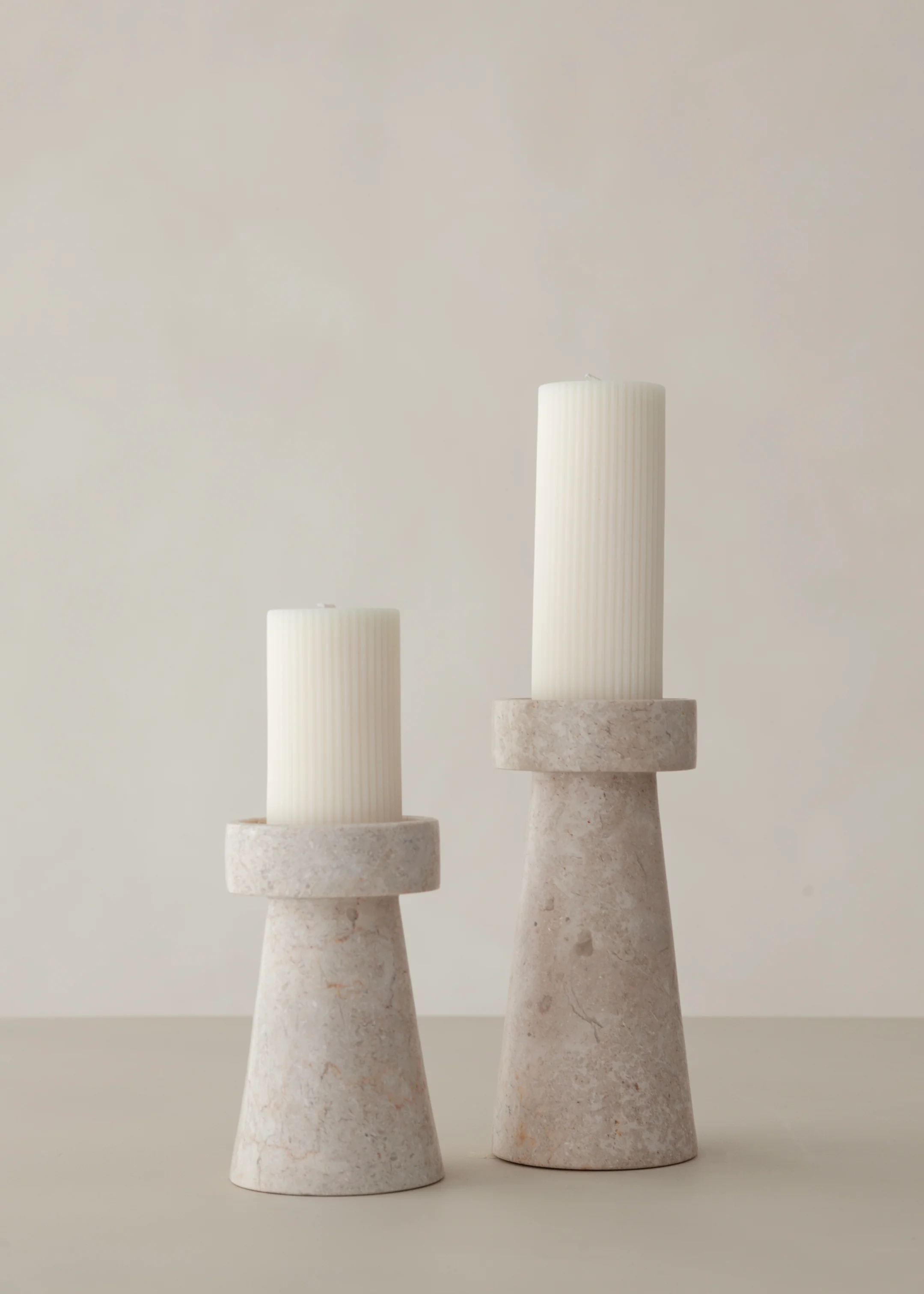 Kiku Marble Candle Holder / Cream - Image 4