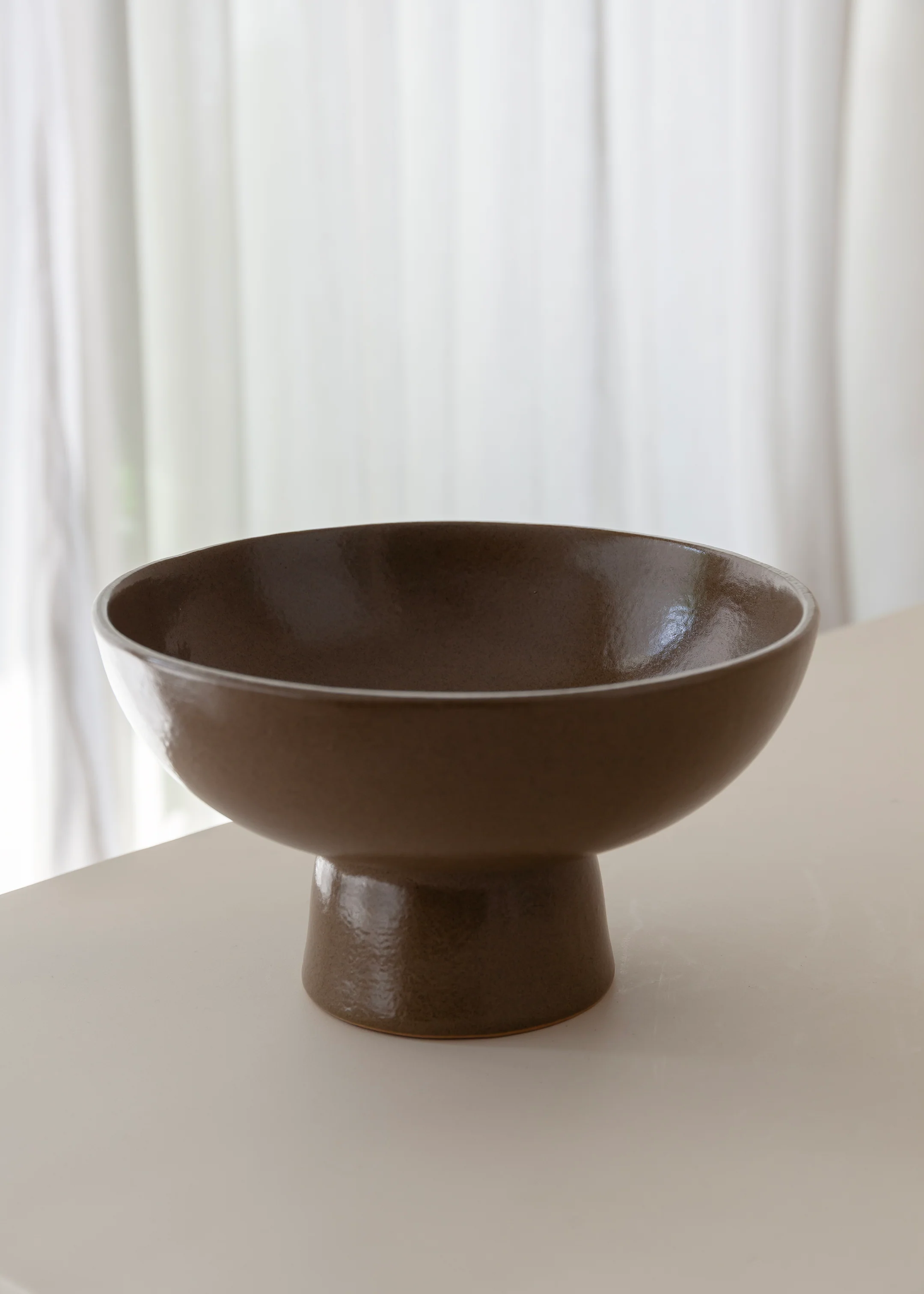 Lara Pedestal Bowl / Olive - Image 4