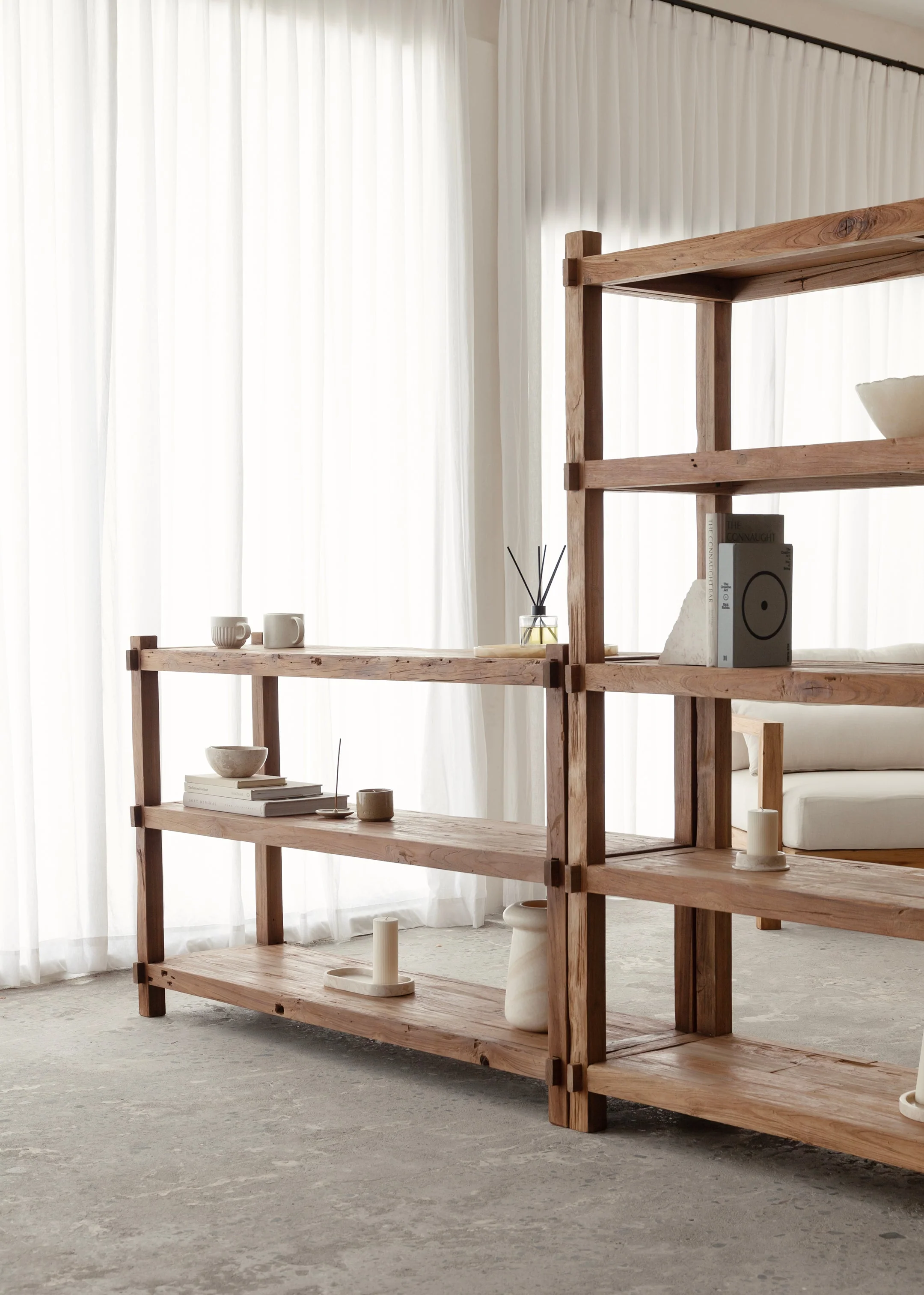 Saya Low Bookshelf 150cm / Dark Teak - Image 6