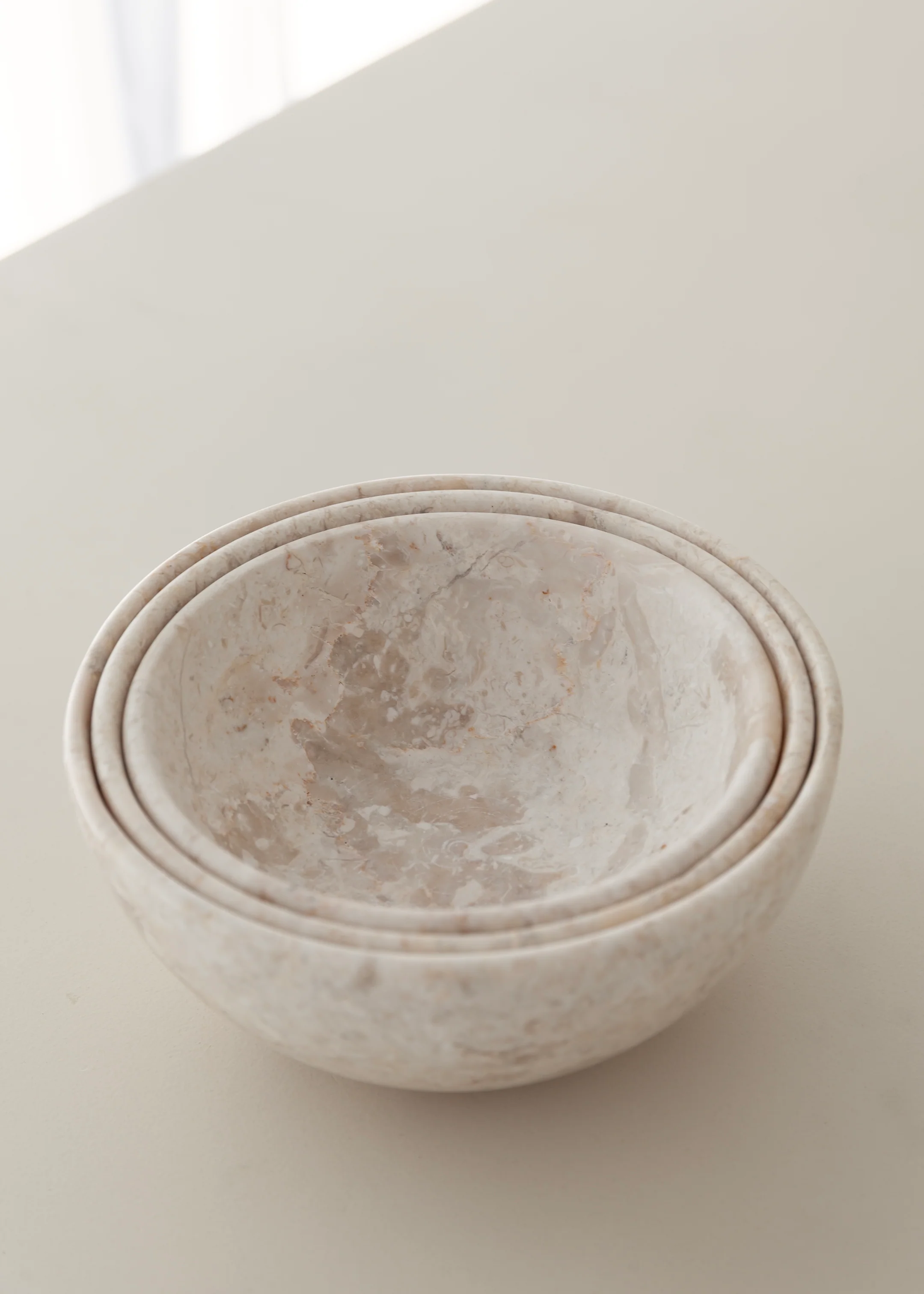 Suki Marble Stacking Bowl Set / Cream - Image 5